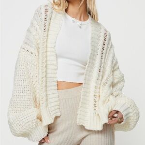 Princess Polly Cream Open-Knit Cardigan